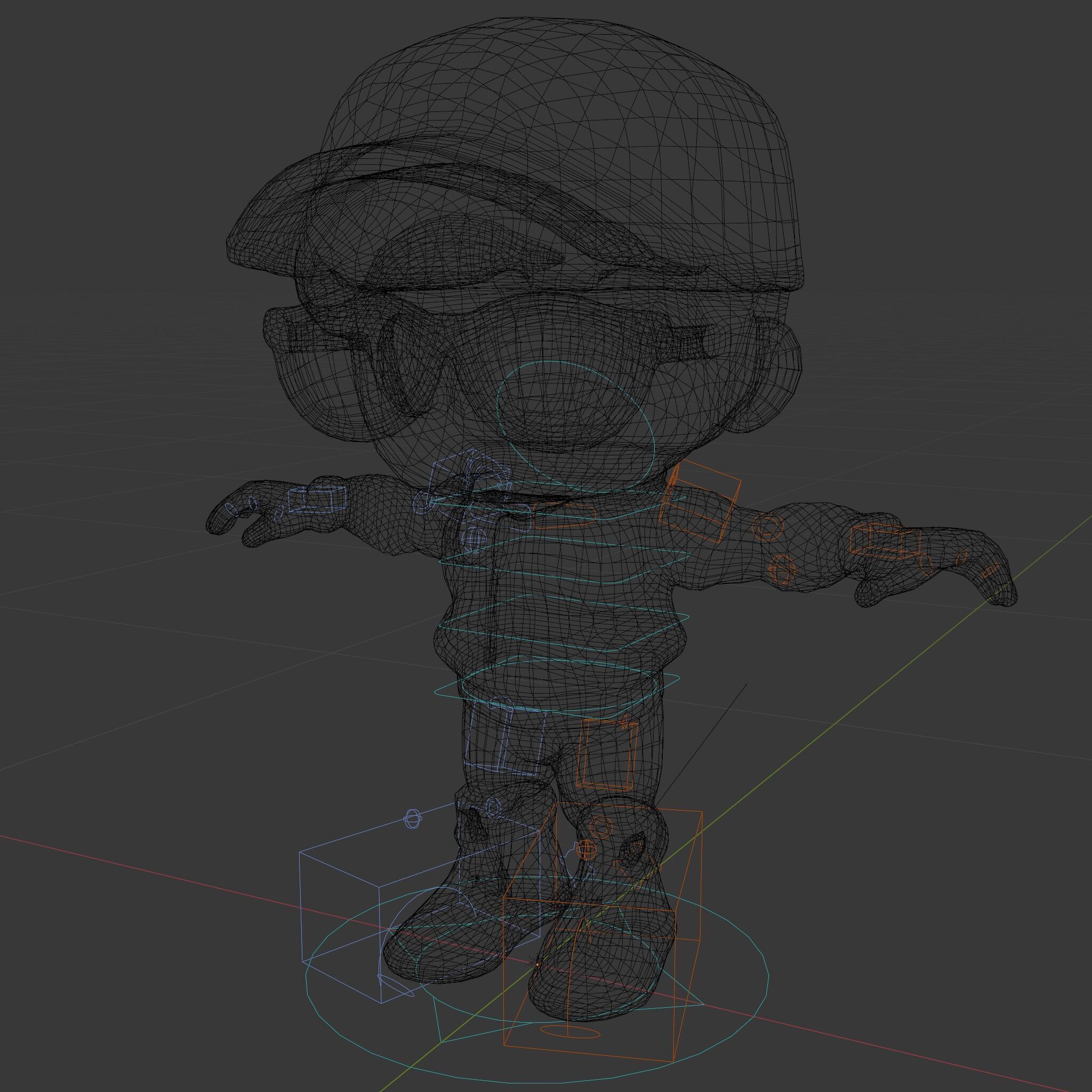 Cool Kid Character in Pink Hat Rigged and Animated Low-poly 3D model_5