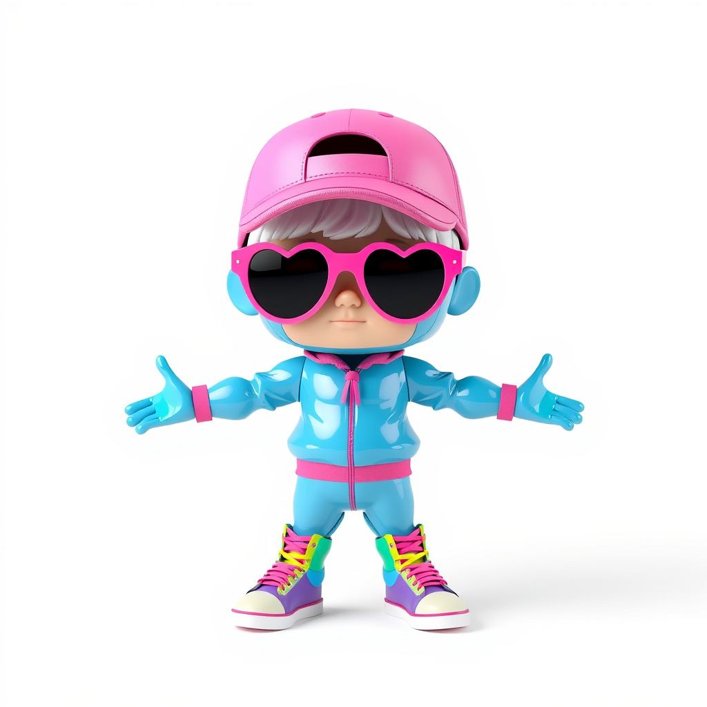 Cool Kid Character in Pink Hat Rigged and Animated Low-poly 3D model_2