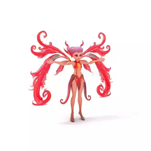 Fiery Fairy Queen Character Model Rigged and Animated