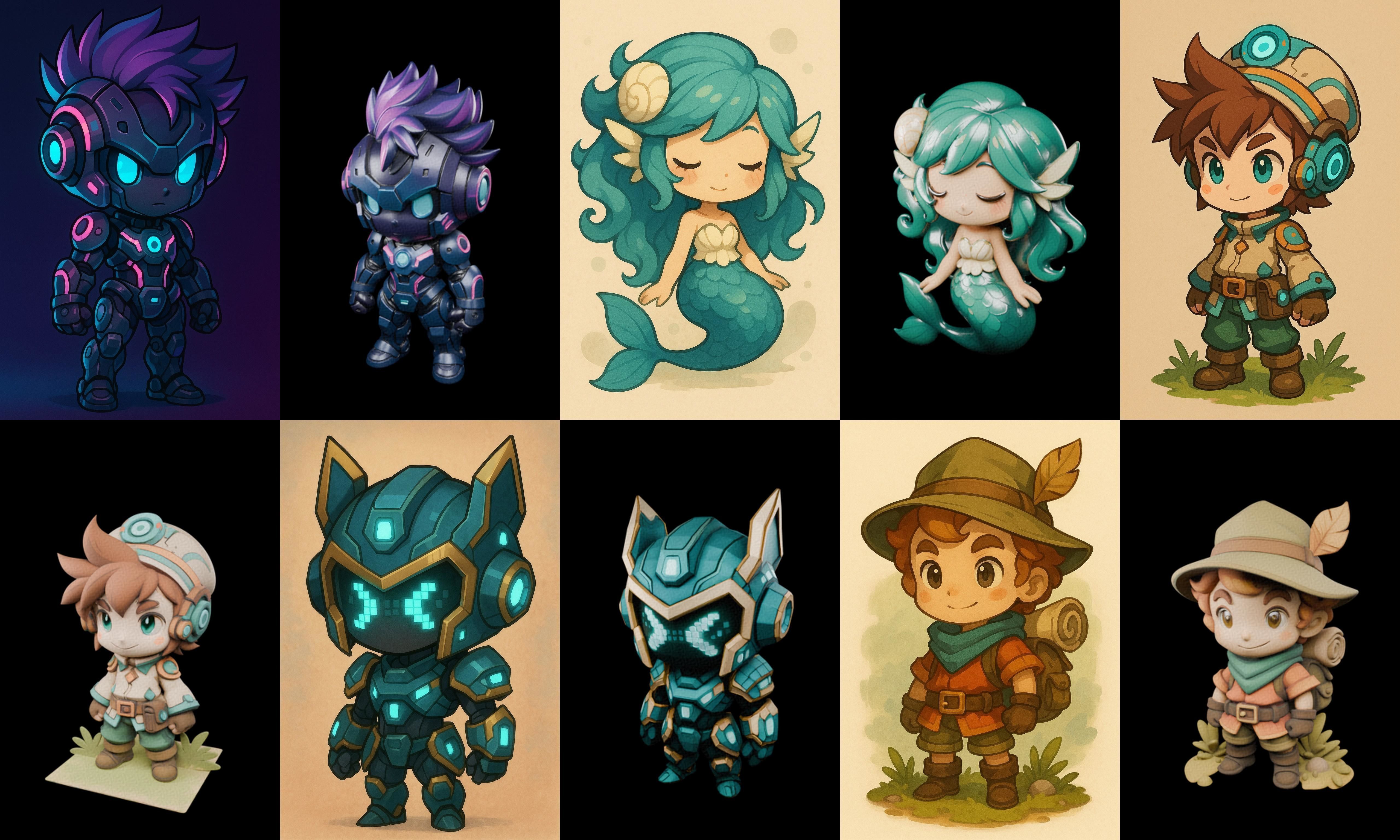 Game Character Marvelous Stylized bundle 35 pack 100 glb Low-poly 3D model_13