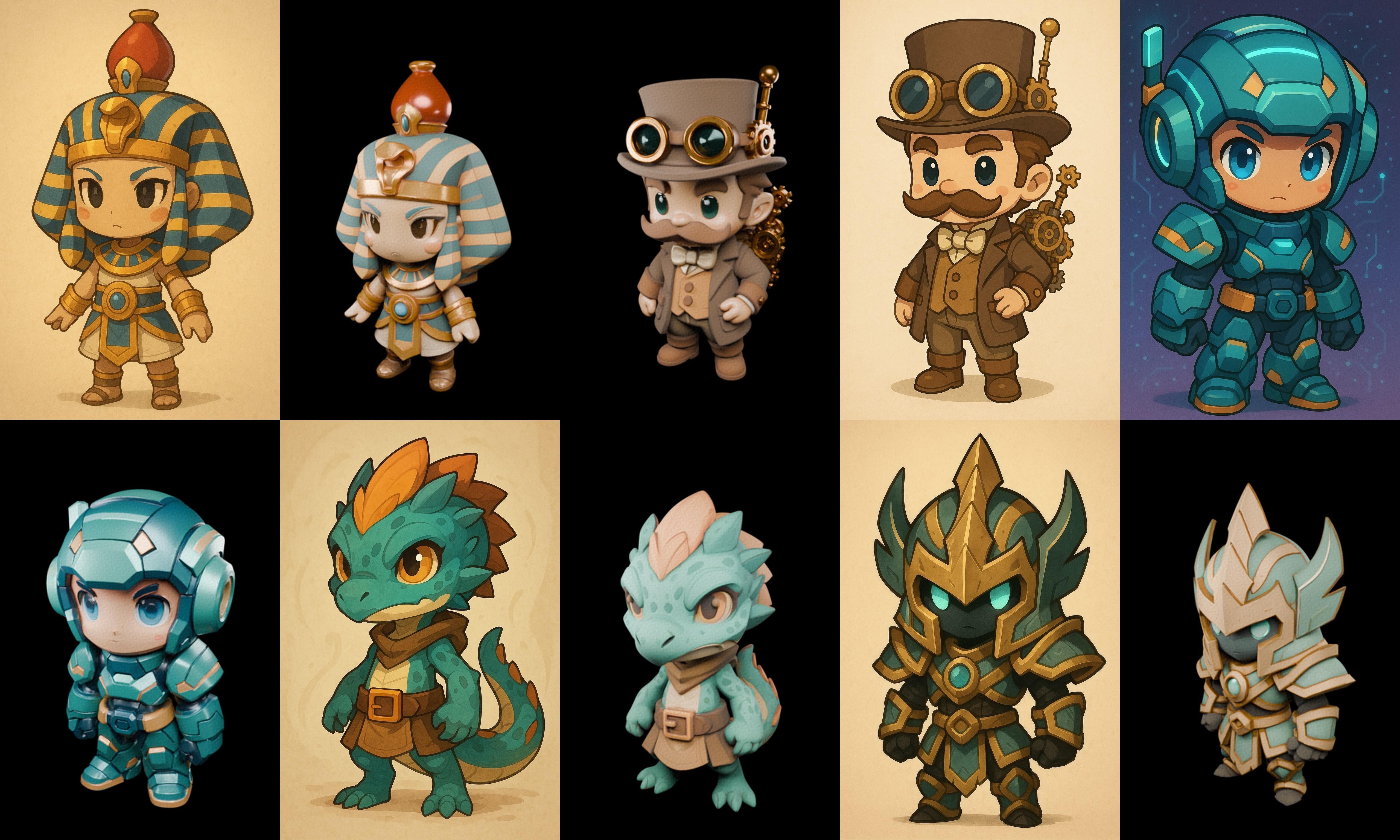 Game Character Marvelous Stylized bundle 35 pack 100 glb Low-poly 3D model_16