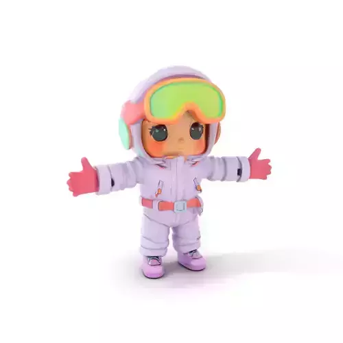 Cute Snow Kid Character  Rigged and Animated