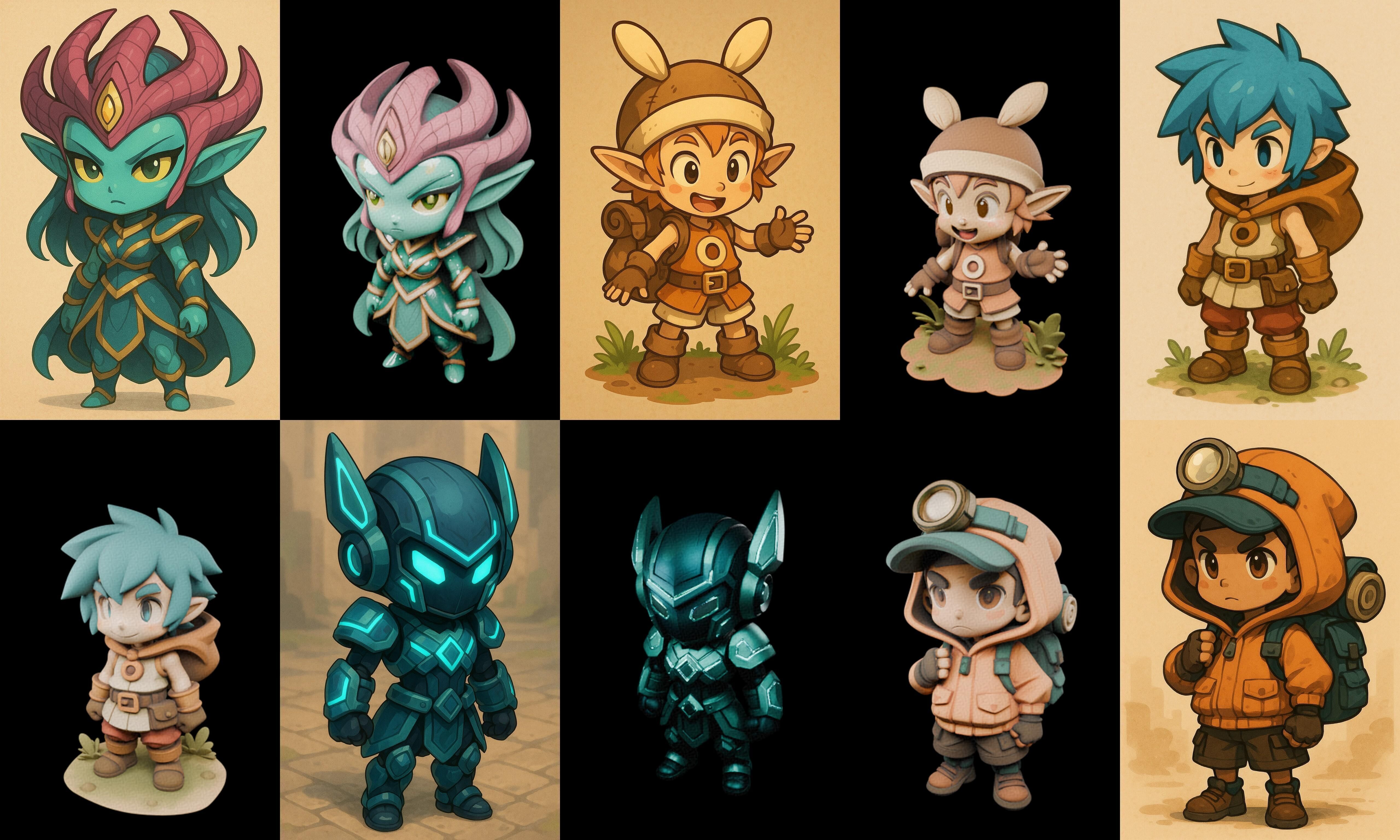 Game Character Marvelous Stylized bundle 34 pack 100 glb Low-poly 3D model_5