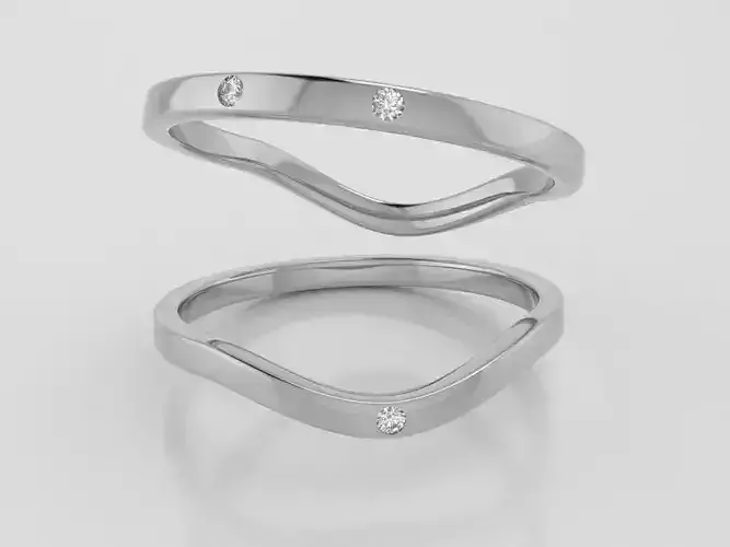 Ballerine Curved Wedding Band 3 stone
