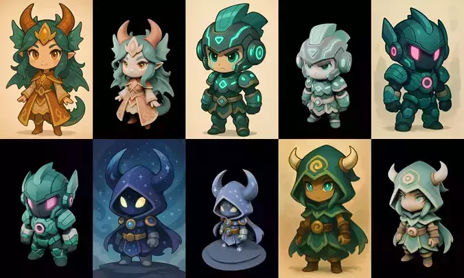 Game Character Marvelous Stylized bundle 32 pack 100 glb