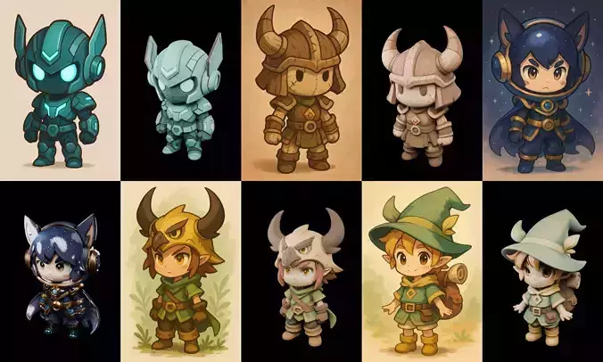 Game Character Marvelous Stylized bundle 31 pack 100 glb