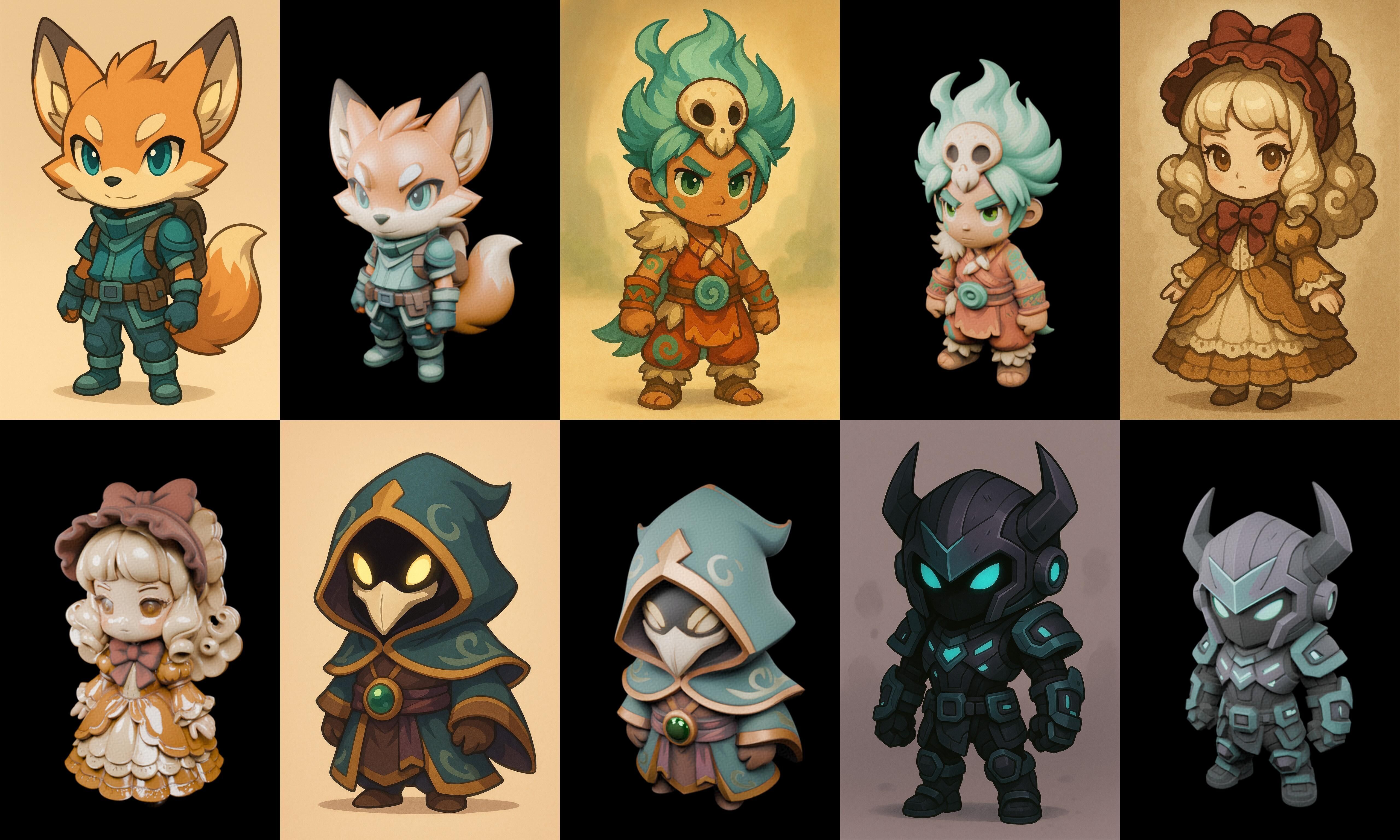 Game Character Marvelous Stylized bundle 30 pack 100 glb Low-poly 3D model_5