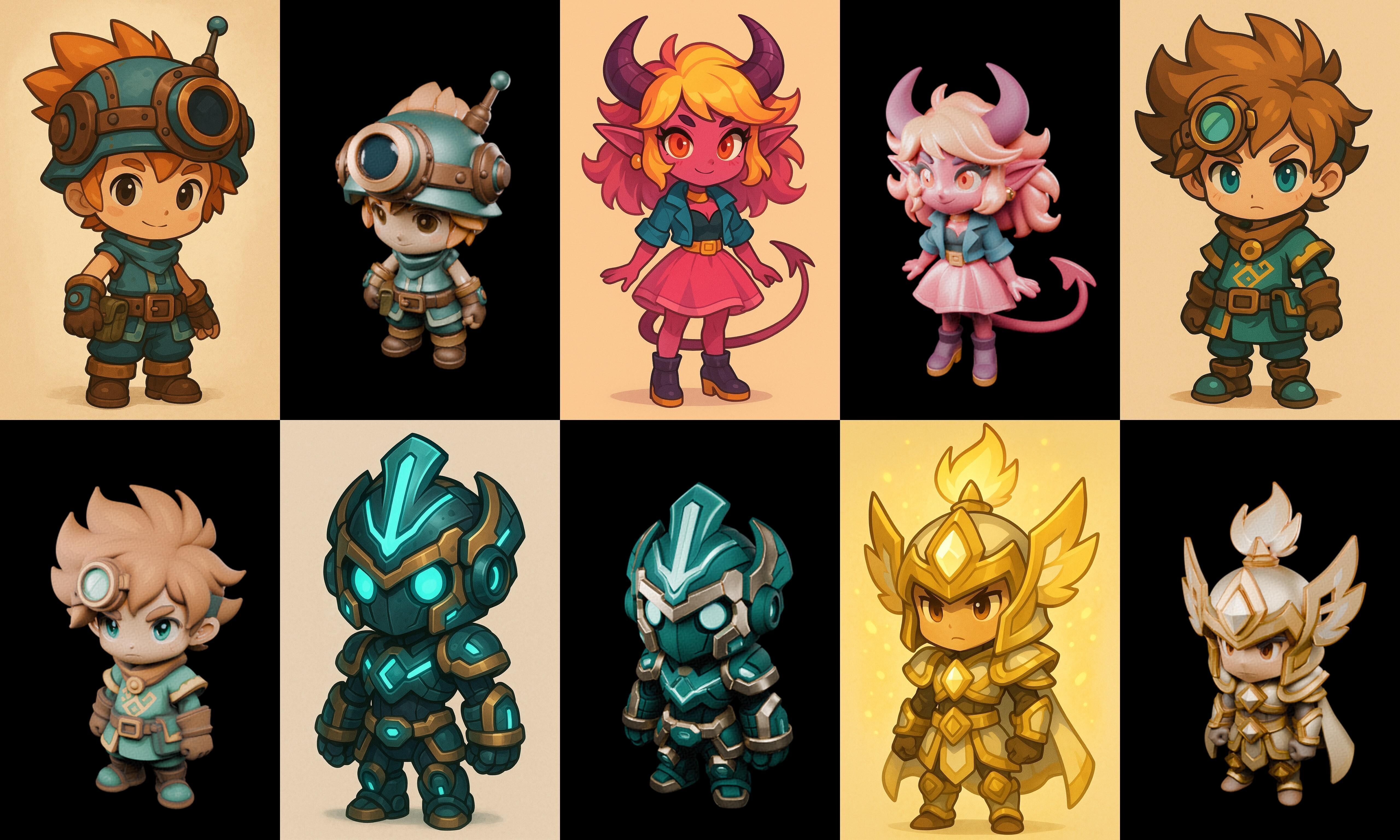 Game Character Marvelous Stylized bundle 30 pack 100 glb Low-poly 3D model_16