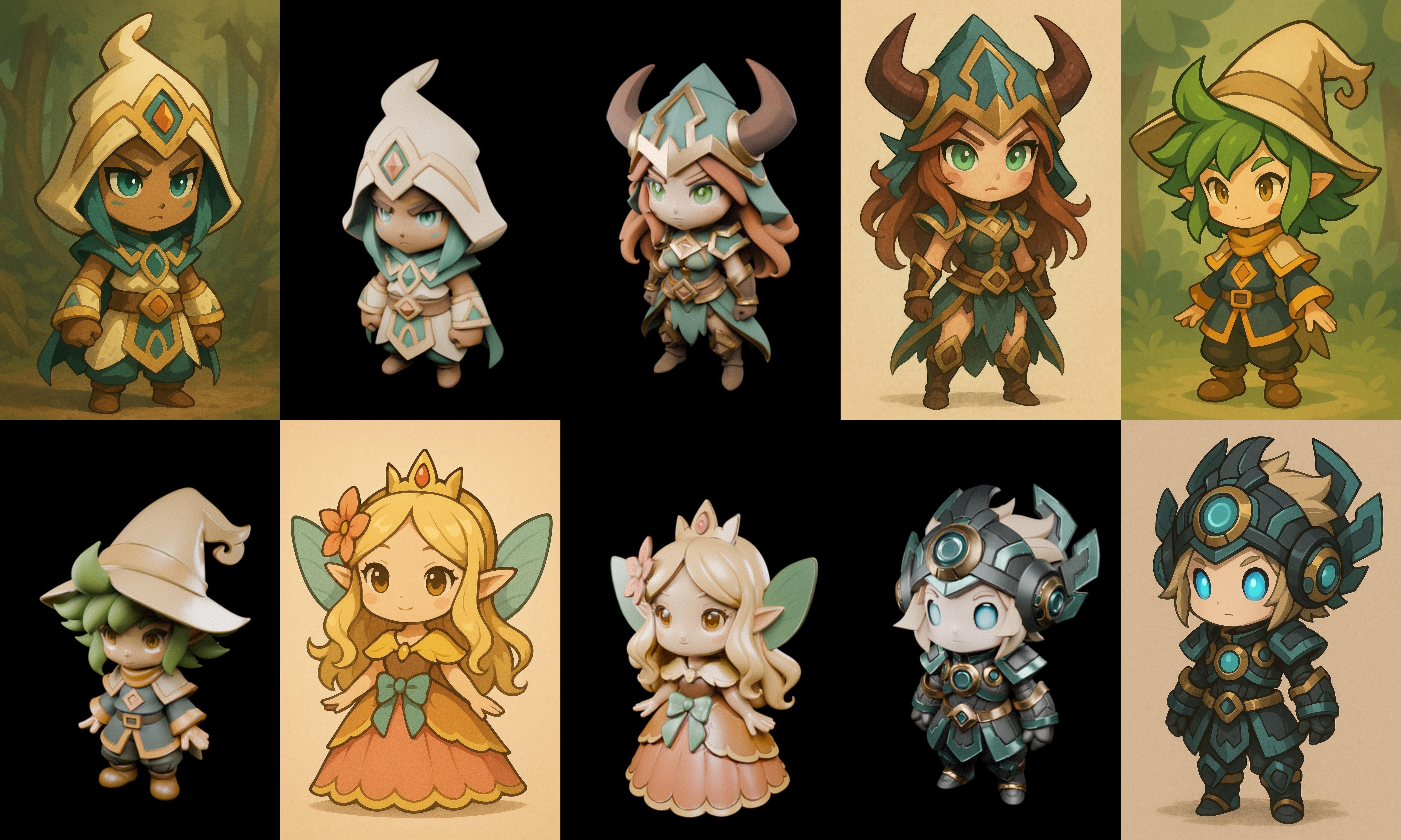 Game Character Marvelous Stylized bundle 30 pack 100 glb Low-poly 3D model_17