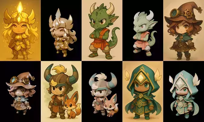 Game Character Marvelous Stylized bundle 3 pack 100 glb