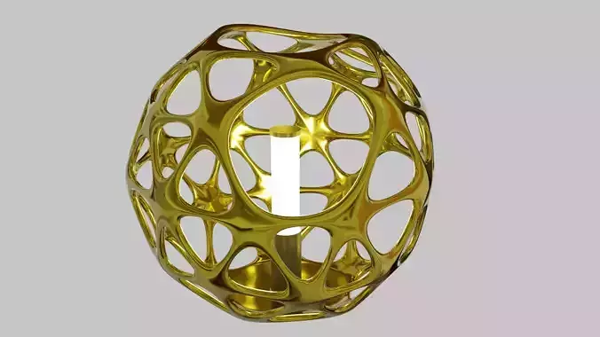 Minimalist Hexagonal Gold Lamp  No Textures