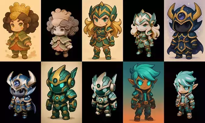 Game Character Marvelous Stylized bundle 22 pack 100 glb