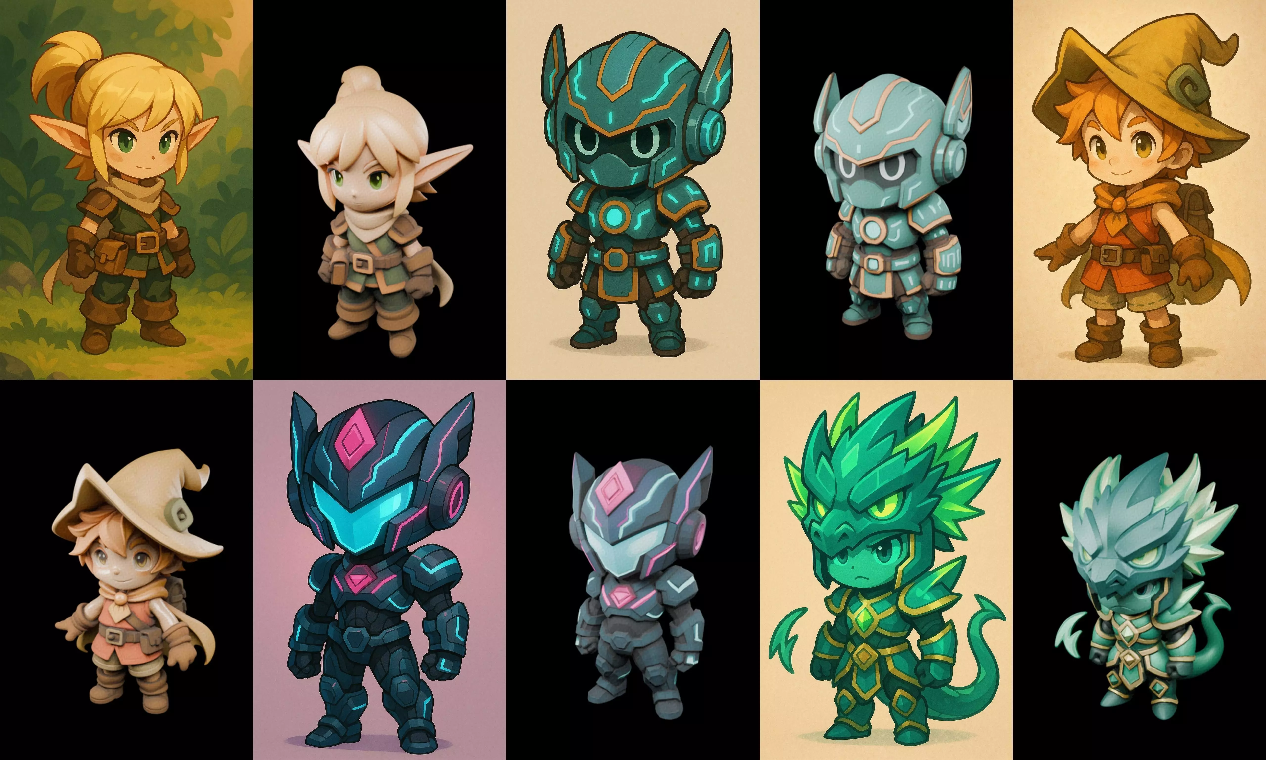 Game Character Marvelous Stylized bundle 21 pack 100 glb Low-poly 3D model_0