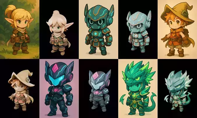 Game Character Marvelous Stylized bundle 21 pack 100 glb