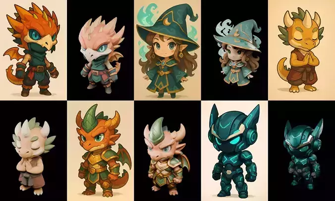 Game Character Marvelous Stylized bundle 2 pack 100 glb