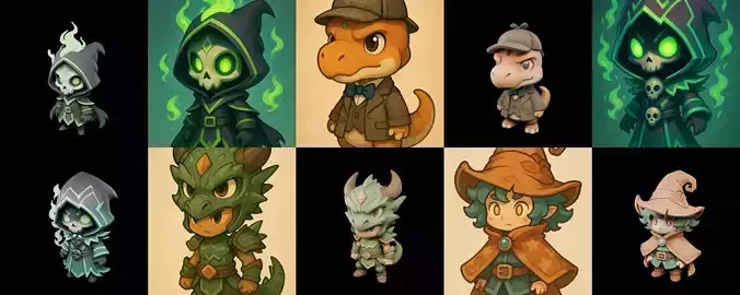 Game Character Marvelous Stylized bundle 18 pack 100 glb