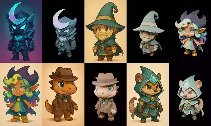 Game Character Marvelous Stylized bundle 17 pack 100 glb