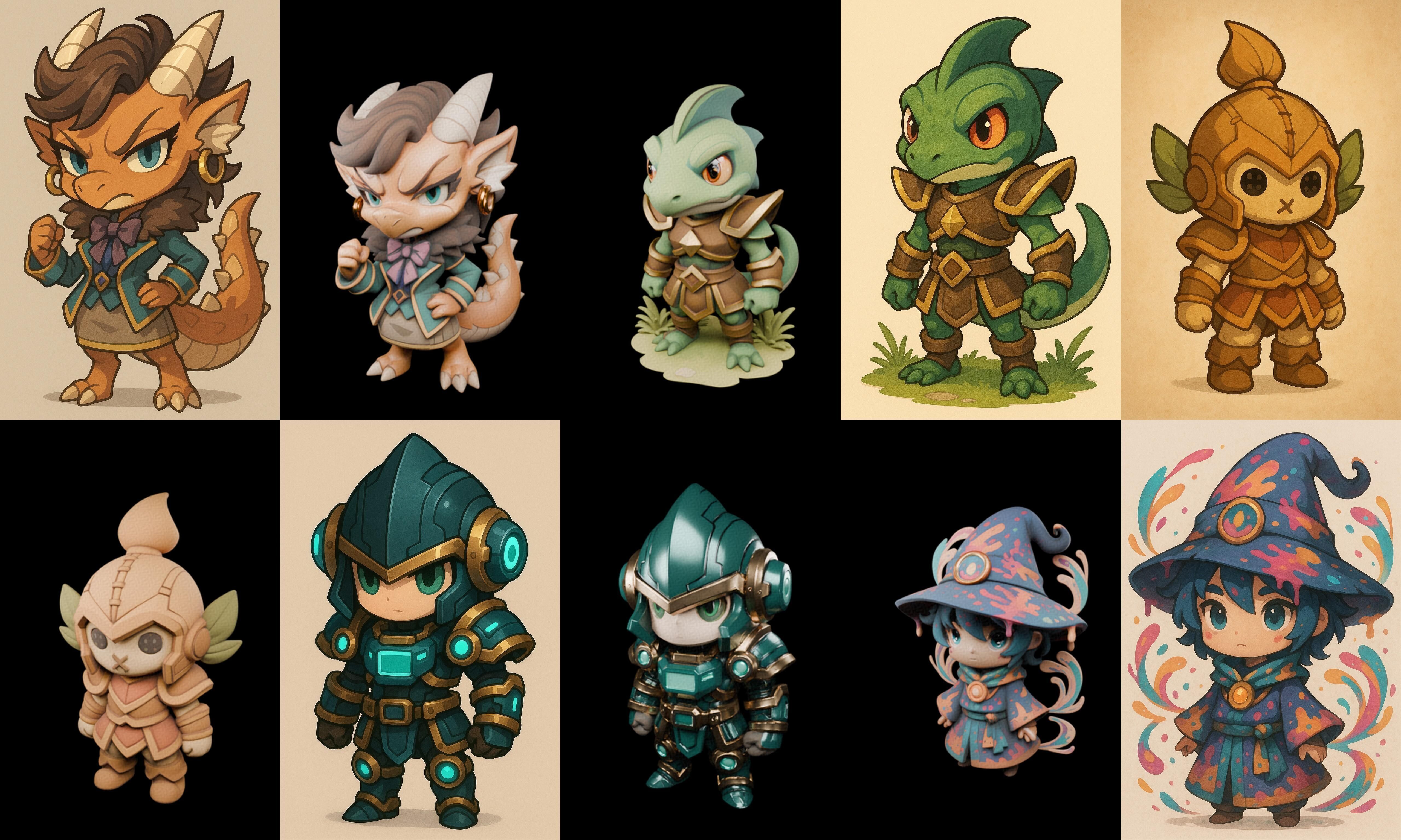 Game Character Marvelous Stylized bundle 15 pack 100 glb Low-poly 3D model_7