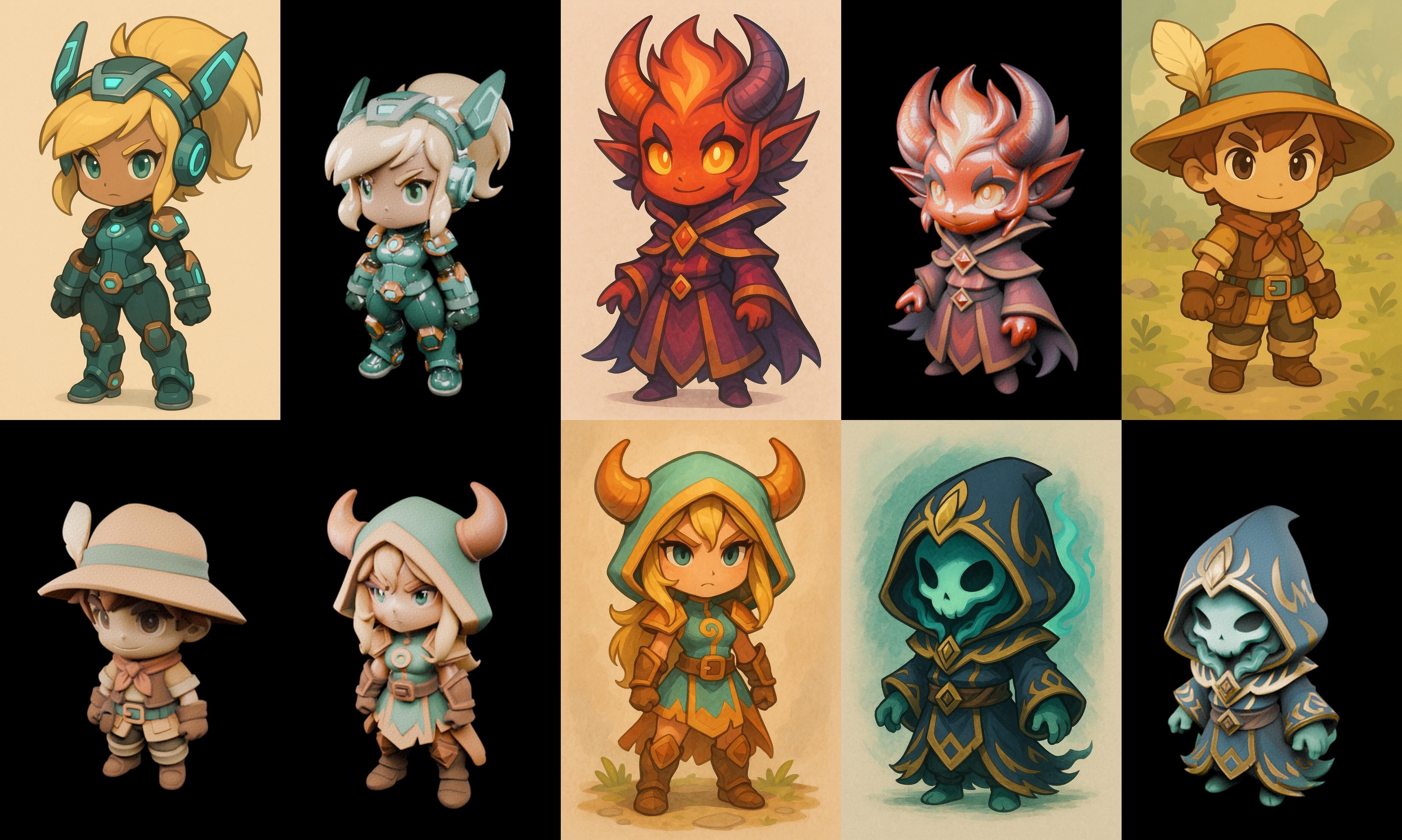 Game Character Marvelous Stylized bundle 14 pack 100 glb Low-poly 3D model_17