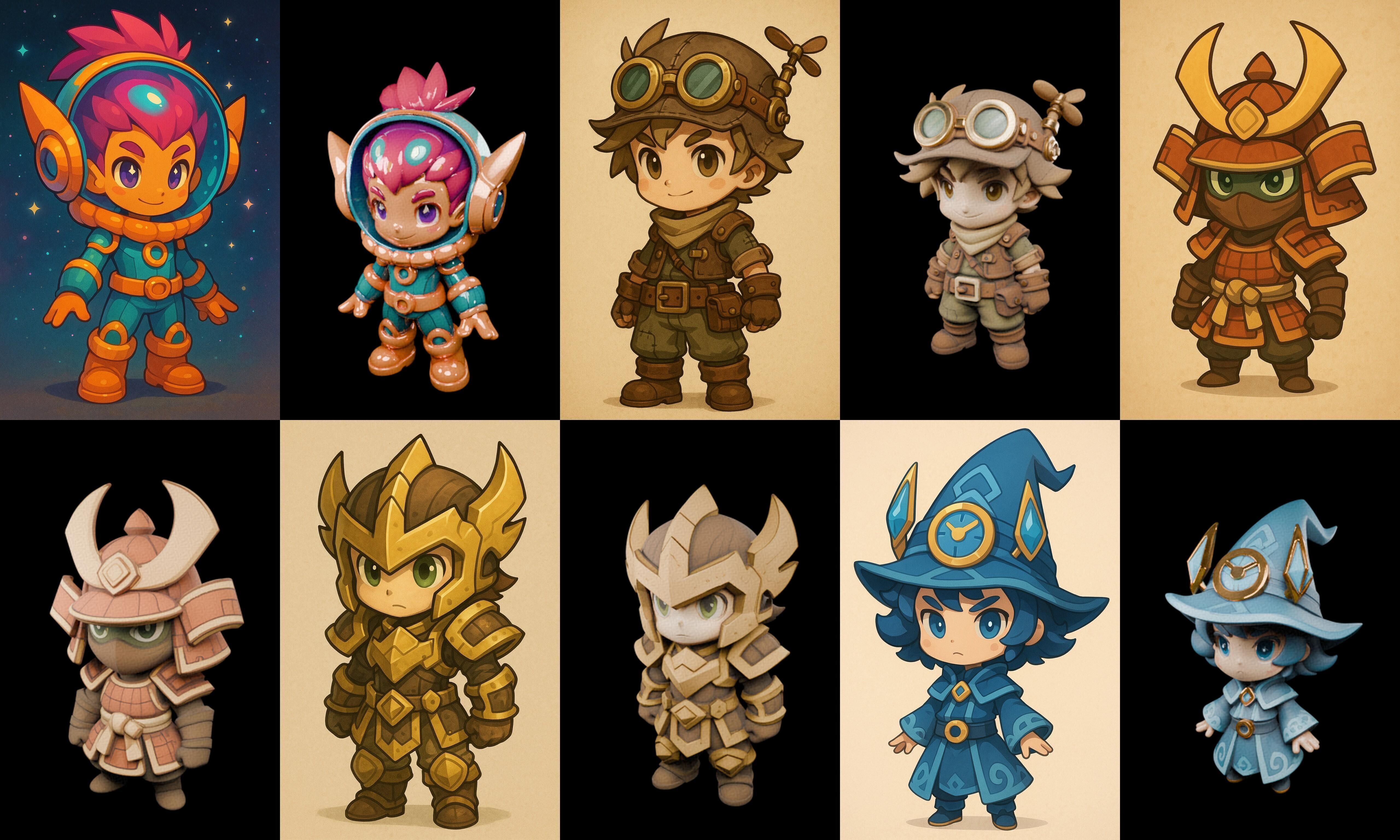 Game Character Marvelous Stylized bundle 14 pack 100 glb Low-poly 3D model_6