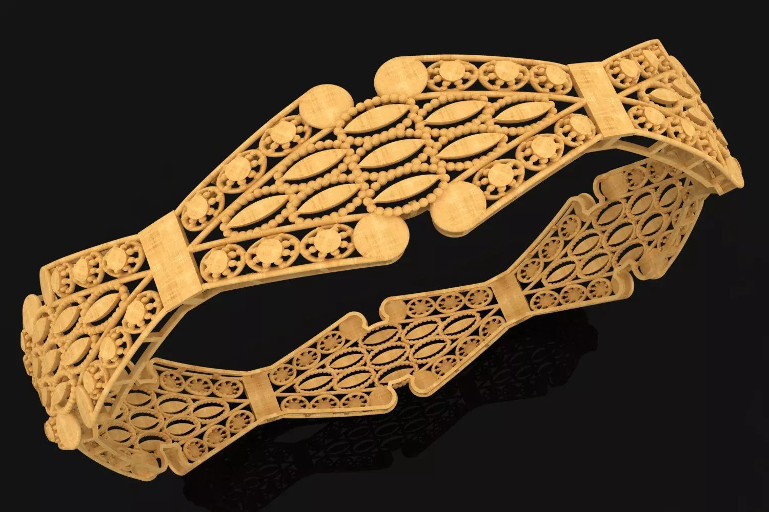 1185 Beaded Oval Openwork Bangle 60MM-12gm 3D print model