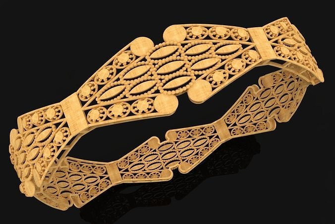 1185 Beaded Oval Openwork Bangle 60MM-12gm 3D print model