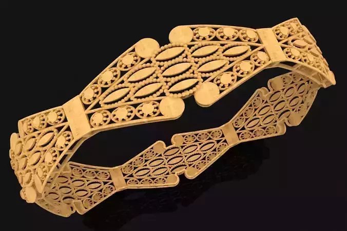 1185 Beaded Oval Openwork Bangle 60MM-12gm