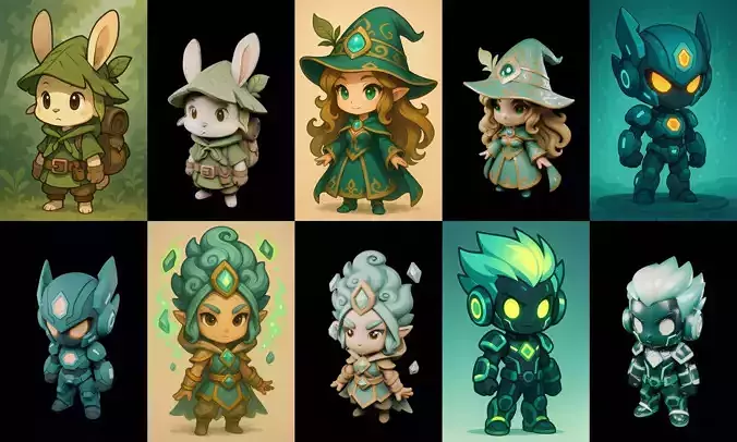 Game Character Marvelous Stylized bundle 11 pack 100 glb