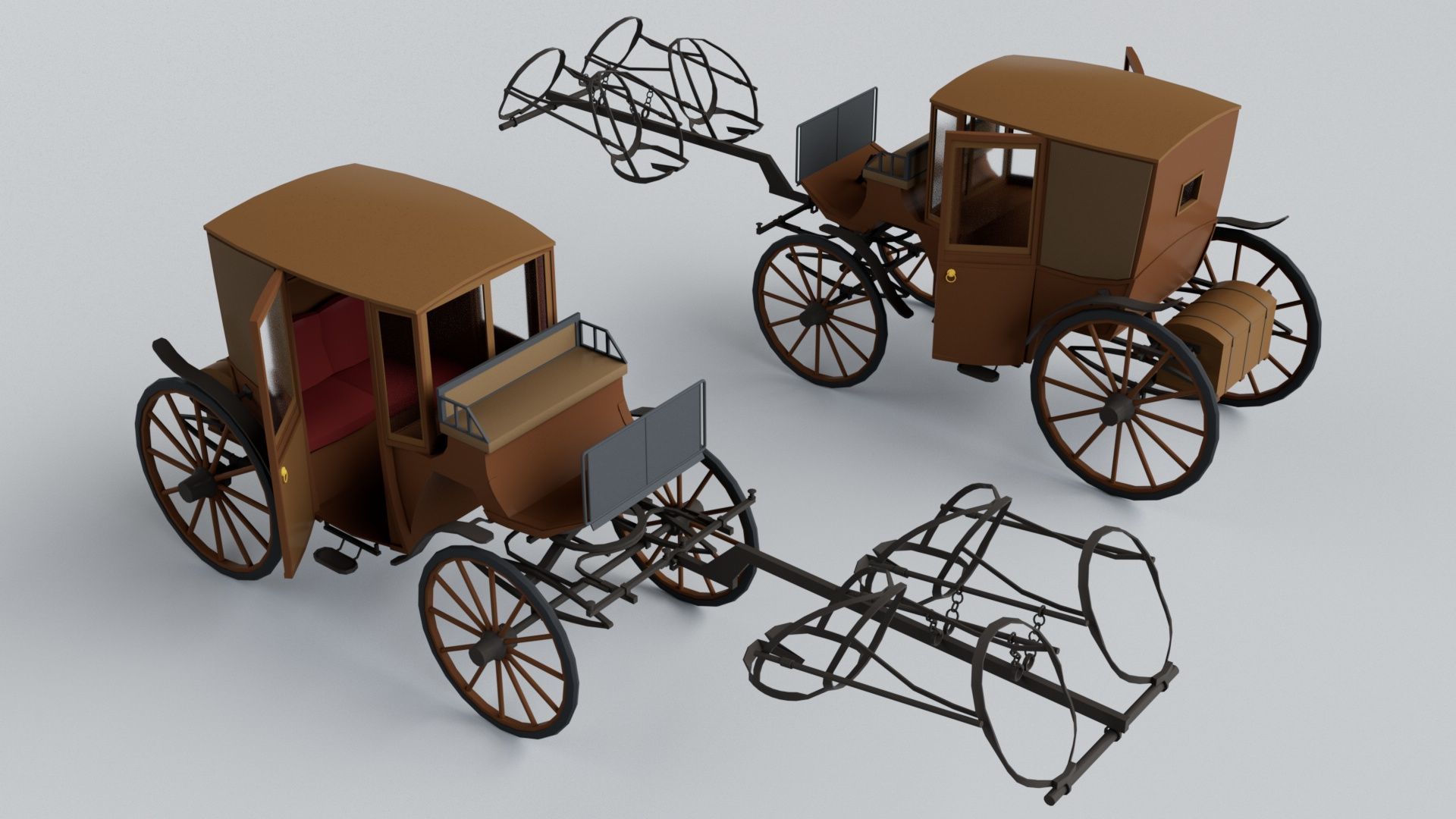 3 Carriage Collection - Game Ready 3D model_2