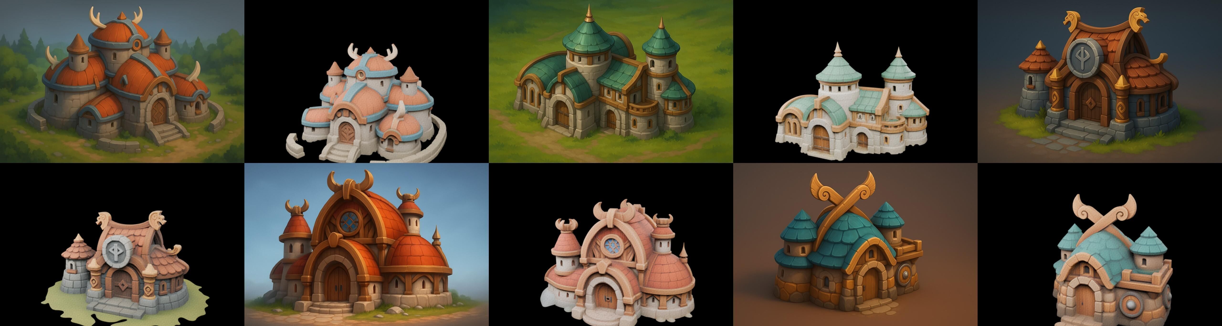 Fortress Building bundle 7 pack 100 glb Low-poly 3D model_10