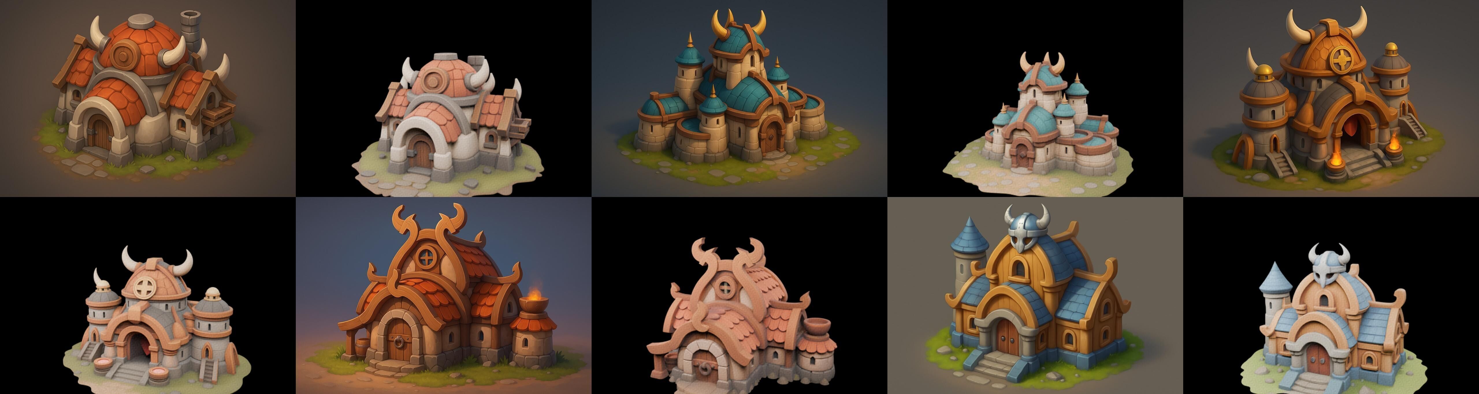 Fortress Building bundle 7 pack 100 glb Low-poly 3D model_14