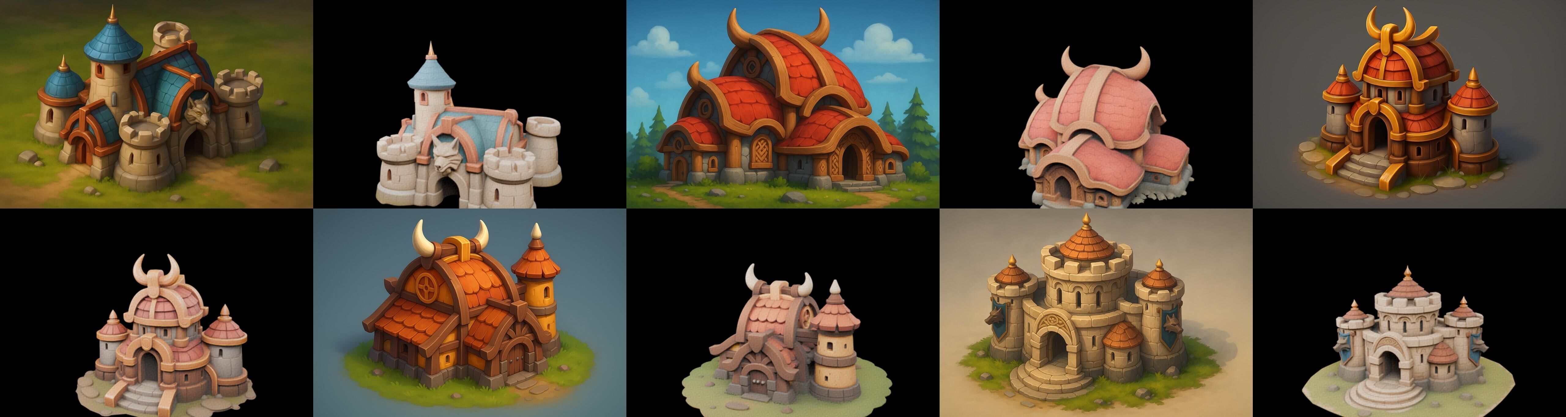 Fortress Building bundle 7 pack 100 glb Low-poly 3D model_4