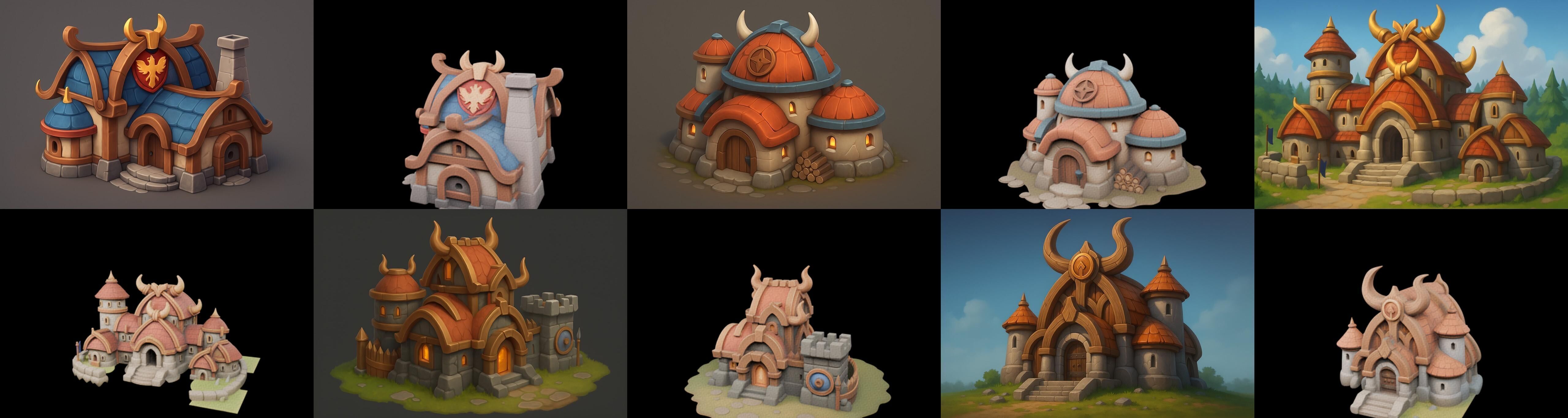 Fortress Building bundle 7 pack 100 glb Low-poly 3D model_9