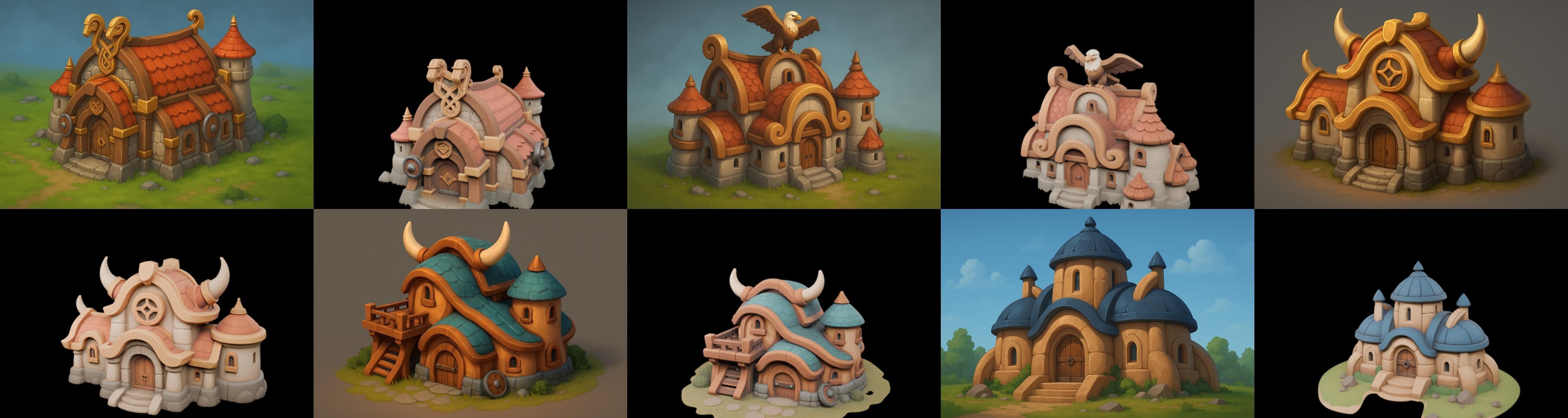 Fortress Building bundle 7 pack 100 glb Low-poly 3D model_8