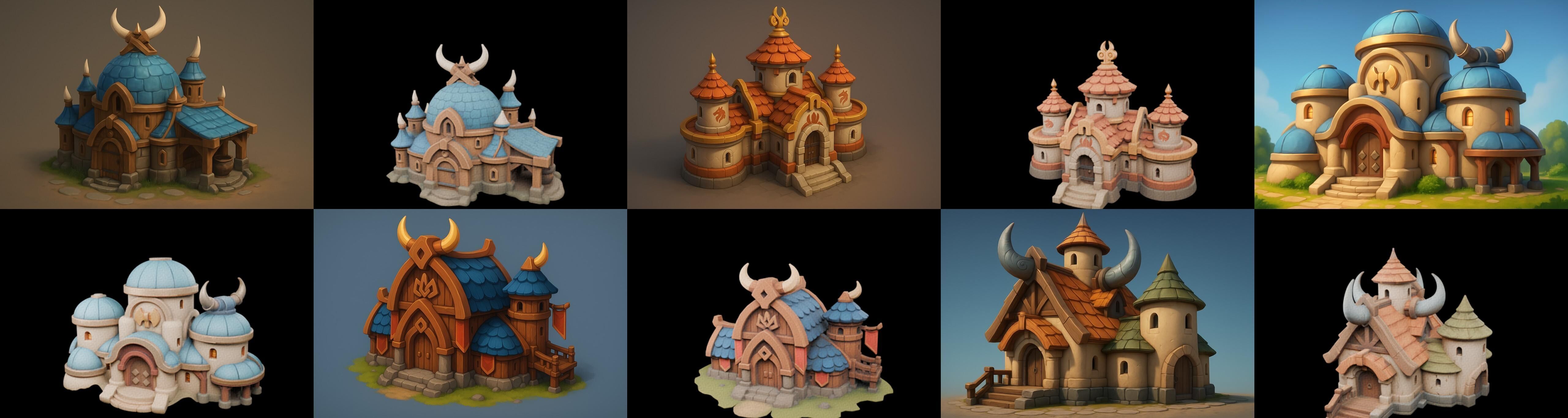 Fortress Building bundle 7 pack 100 glb Low-poly 3D model_6