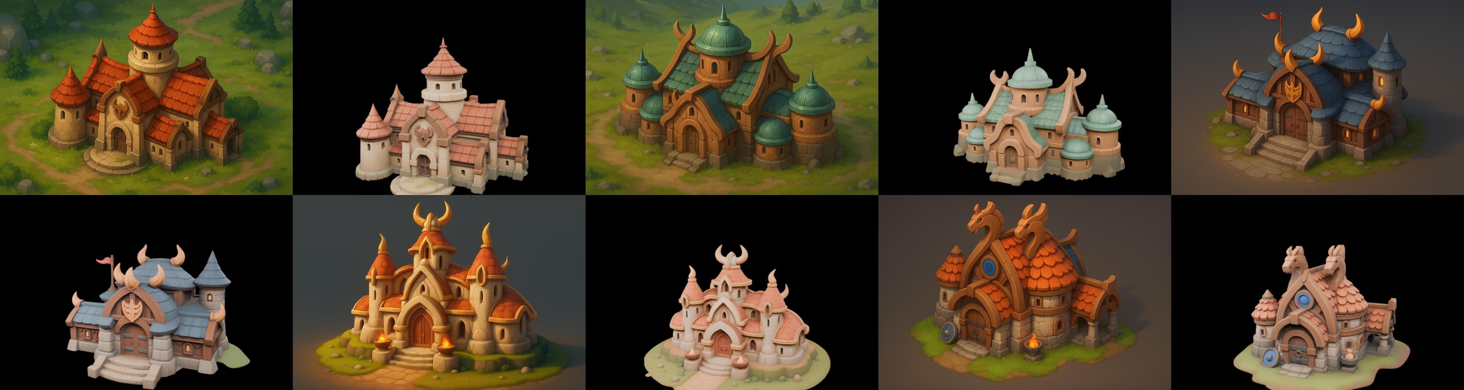 Fortress Building bundle 7 pack 100 glb Low-poly 3D model_11