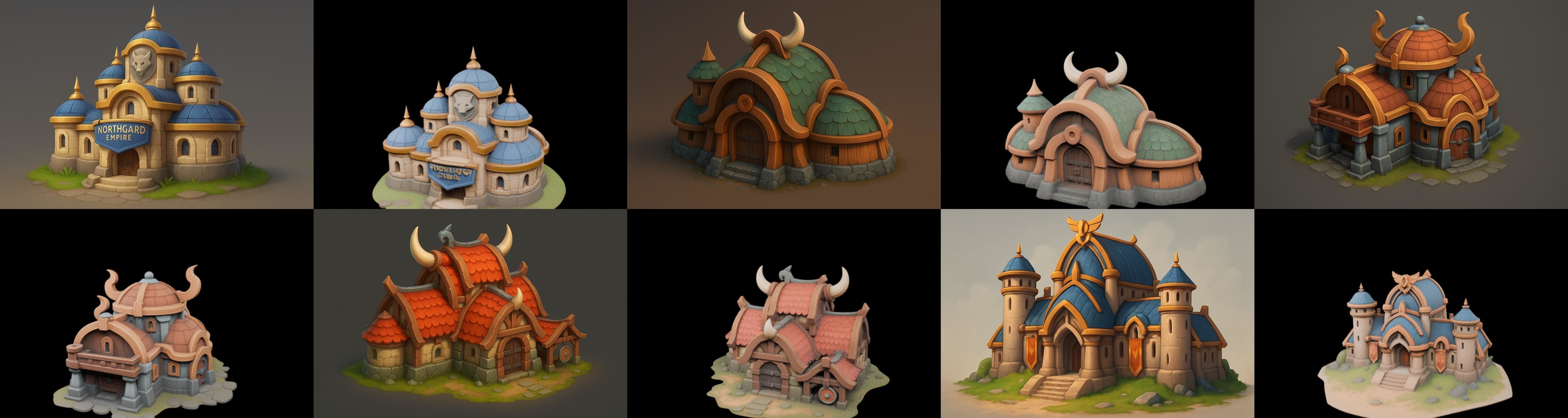 Fortress Building bundle 7 pack 100 glb Low-poly 3D model_18