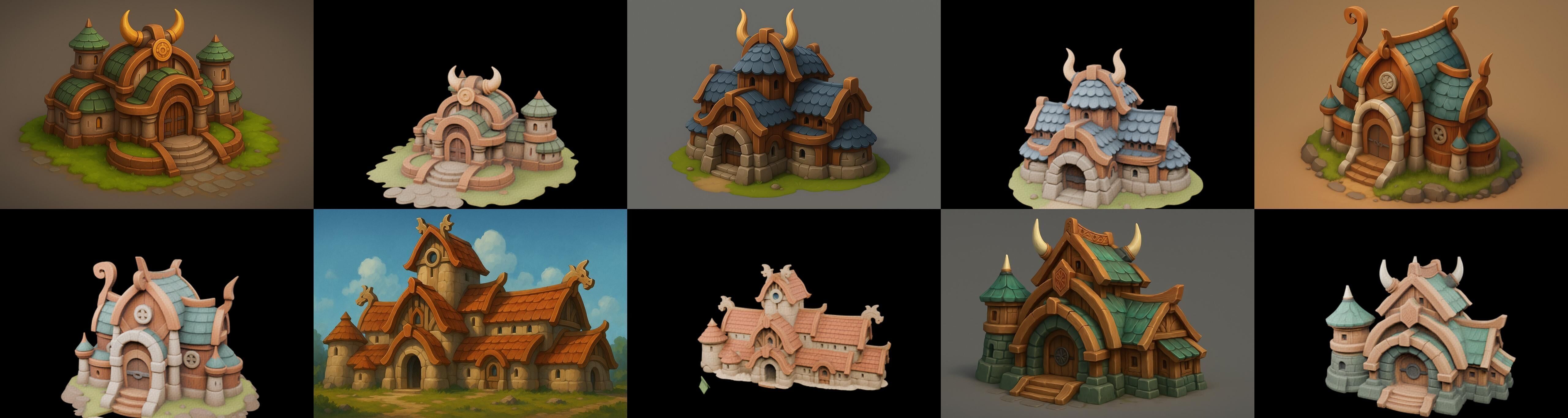 Fortress Building bundle 7 pack 100 glb Low-poly 3D model_3