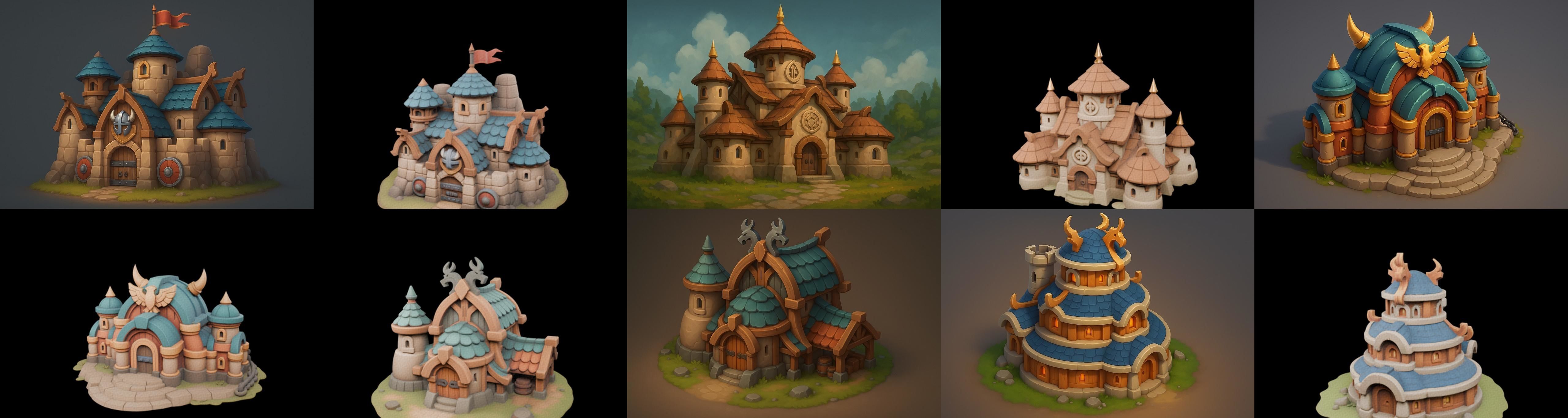 Fortress Building bundle 7 pack 100 glb Low-poly 3D model_17