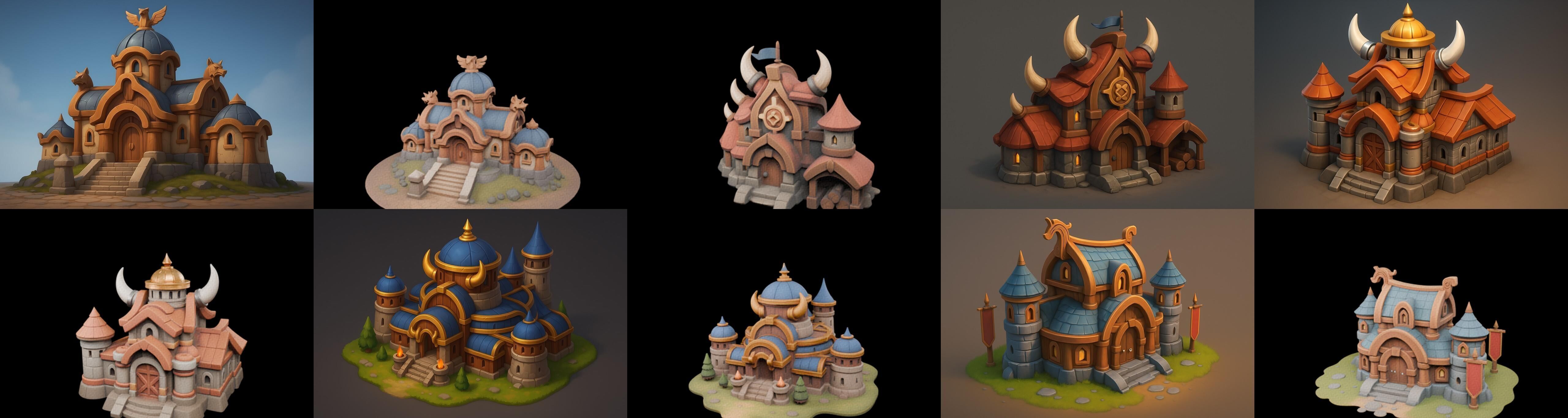 Fortress Building bundle 7 pack 100 glb Low-poly 3D model_5