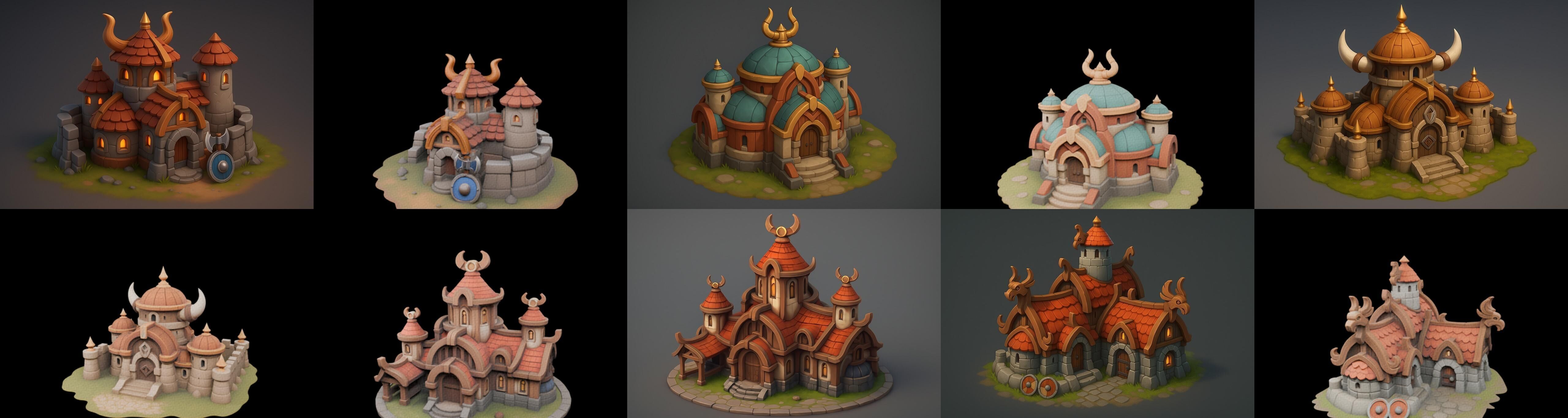 Fortress Building bundle 6 pack 100 glb Low-poly 3D model_14