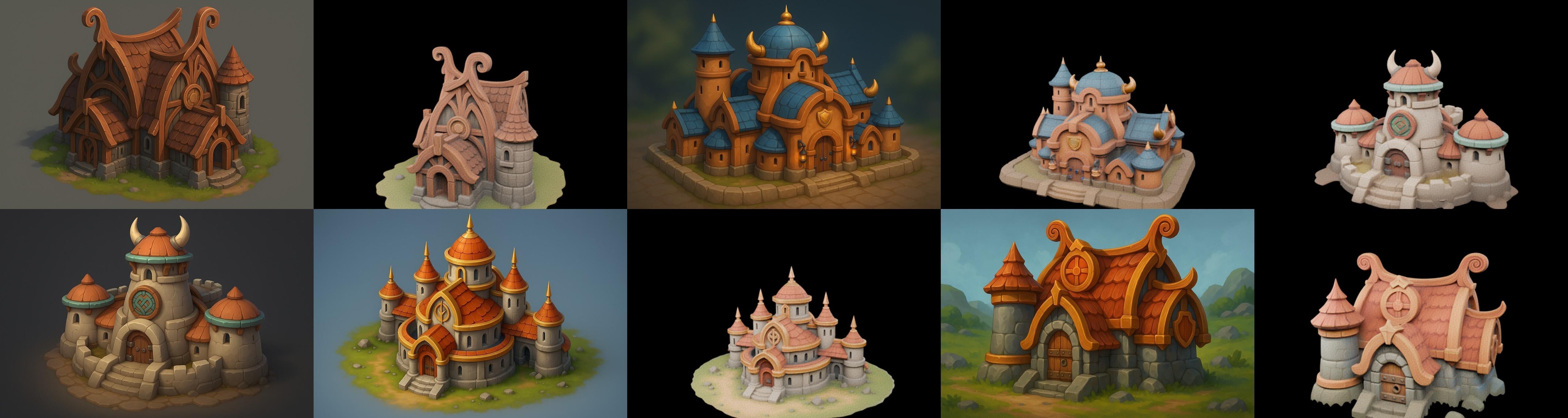 Fortress Building bundle 6 pack 100 glb Low-poly 3D model_8