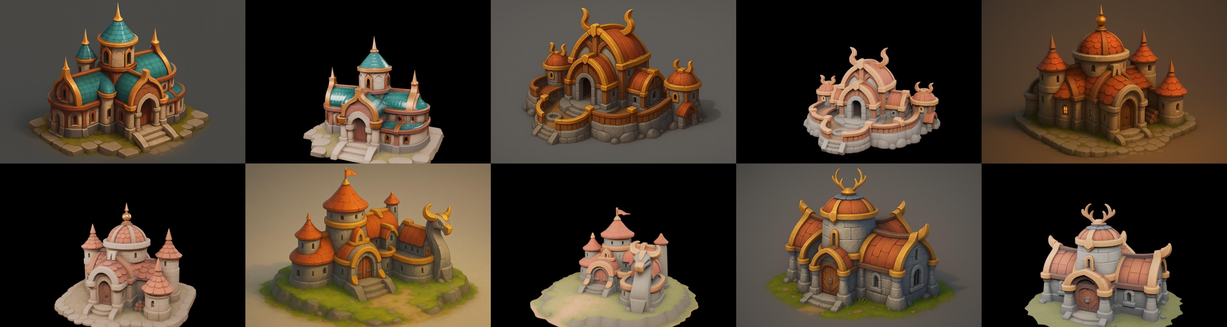 Fortress Building bundle 6 pack 100 glb Low-poly 3D model_11