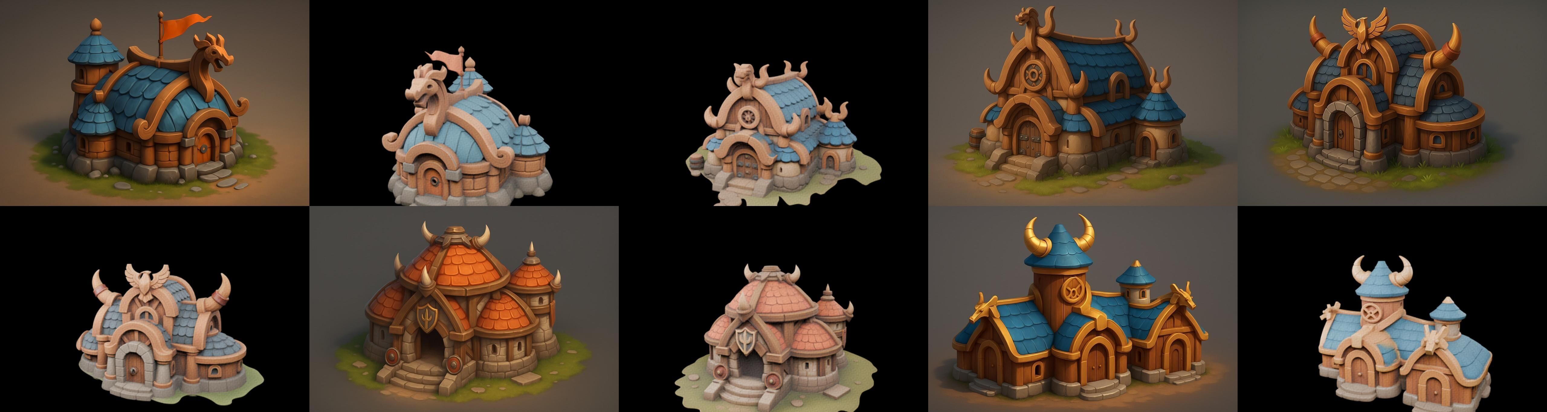 Fortress Building bundle 6 pack 100 glb Low-poly 3D model_9
