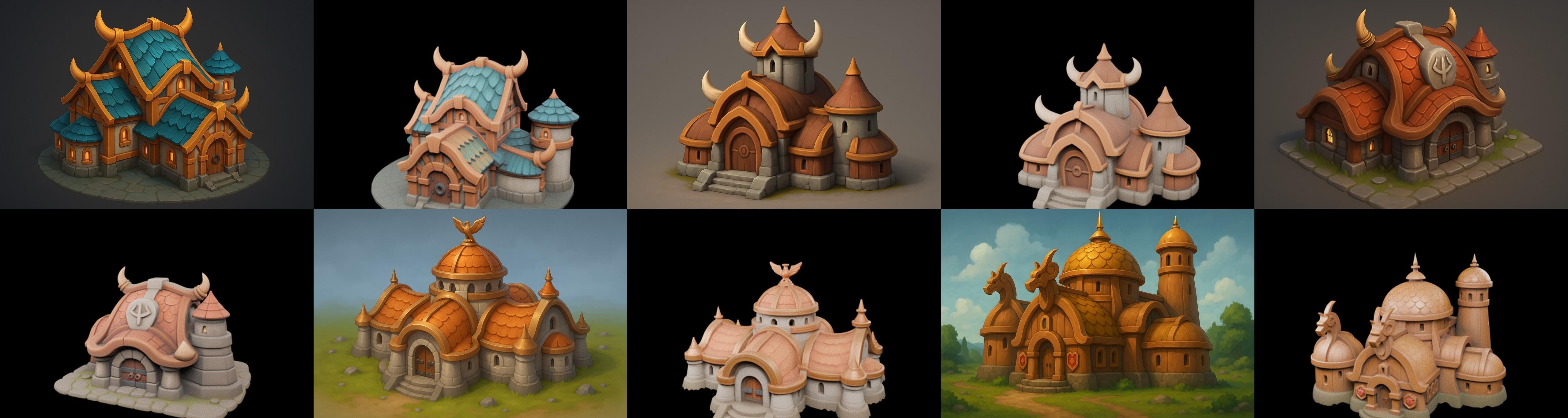 Fortress Building bundle 6 pack 100 glb Low-poly 3D model_5