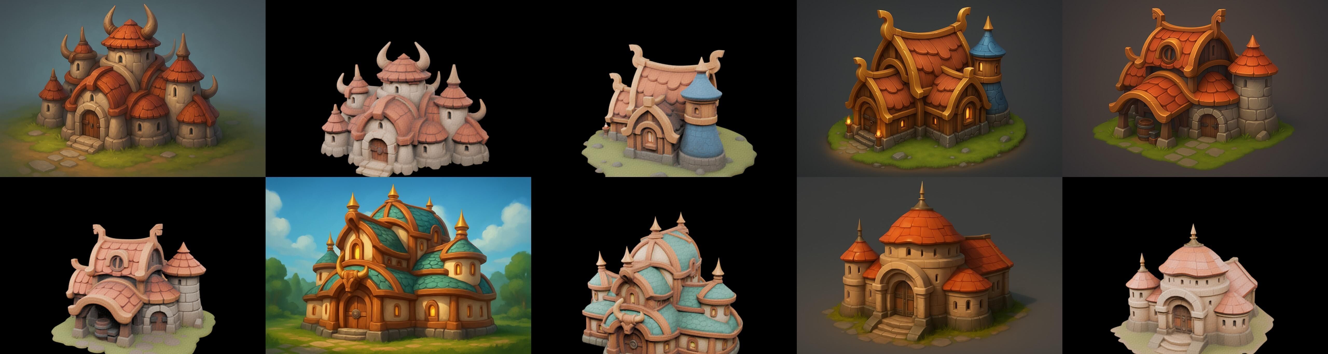 Fortress Building bundle 6 pack 100 glb Low-poly 3D model_4