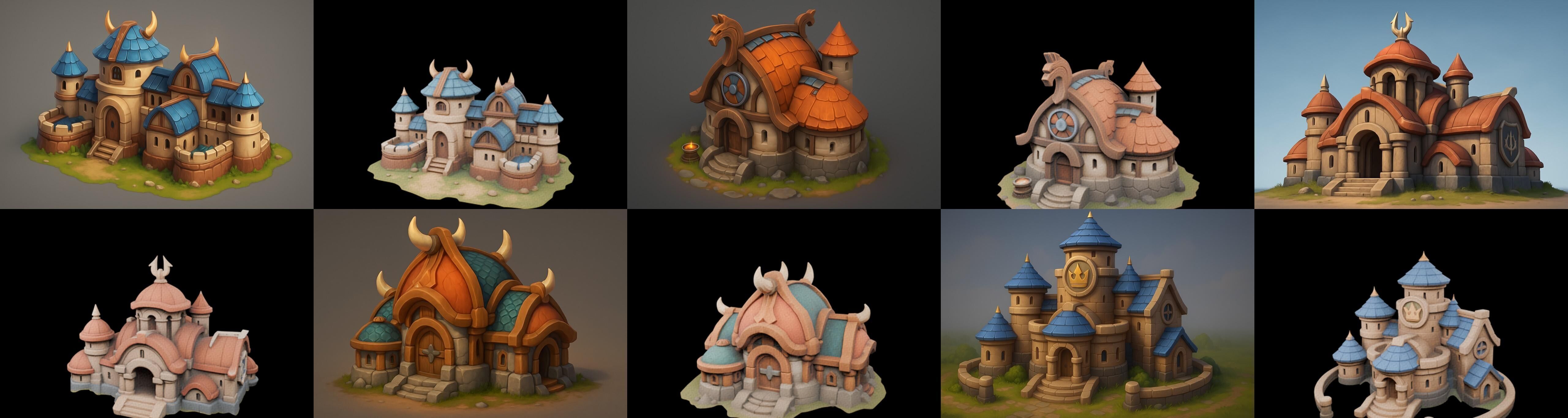 Fortress Building bundle 6 pack 100 glb Low-poly 3D model_7