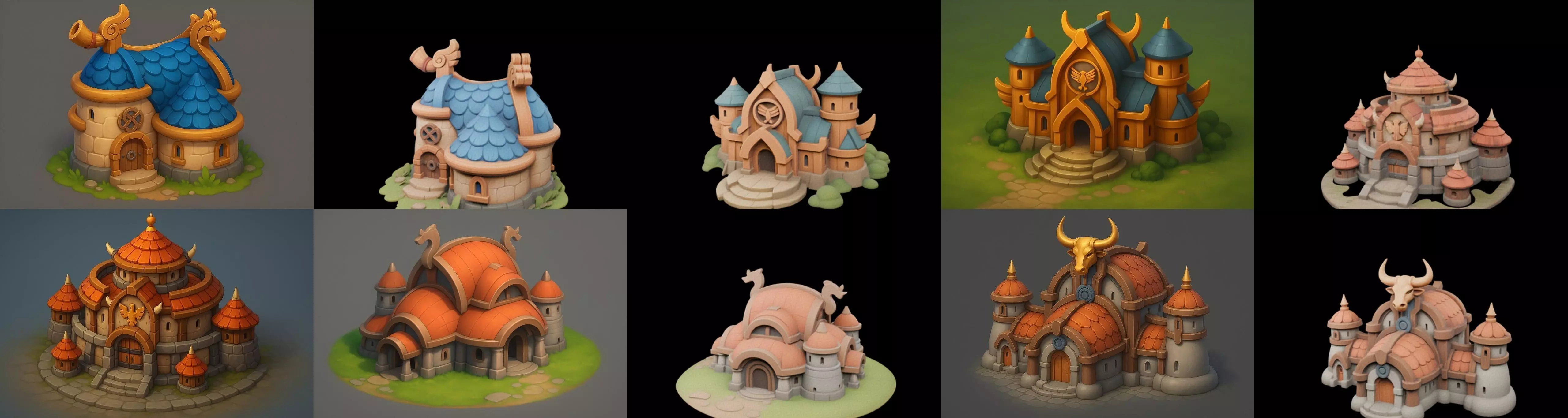 Fortress Building bundle 6 pack 100 glb Low-poly 3D model_0
