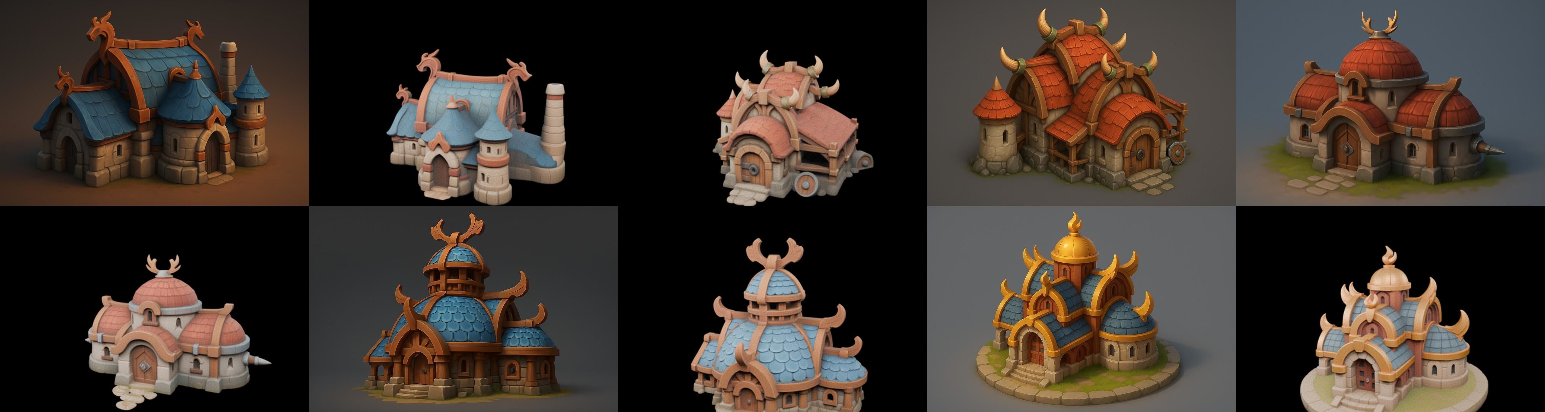 Fortress Building bundle 6 pack 100 glb Low-poly 3D model_17