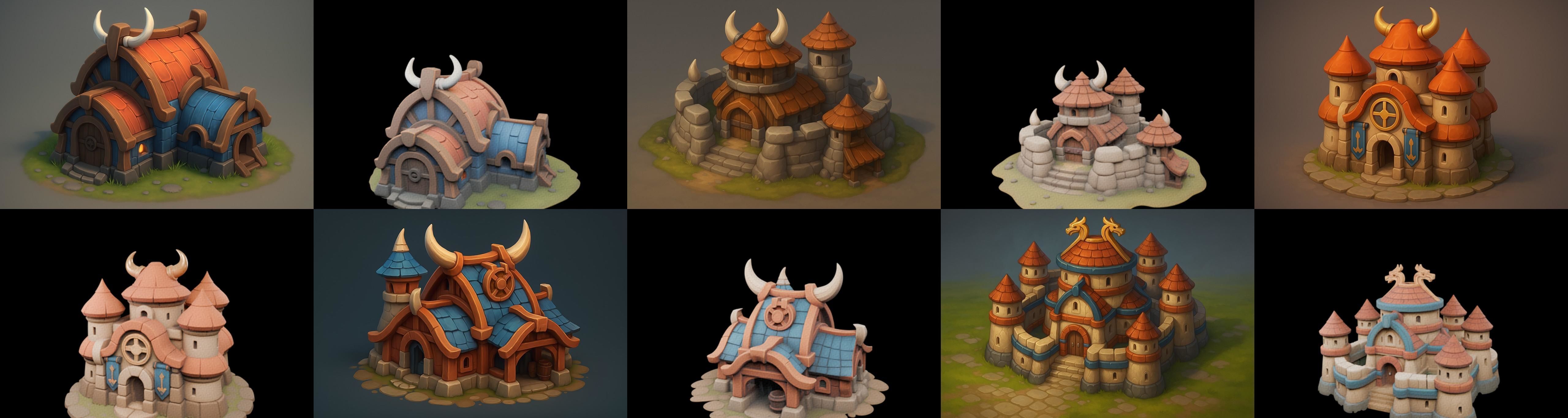 Fortress Building bundle 6 pack 100 glb Low-poly 3D model_19